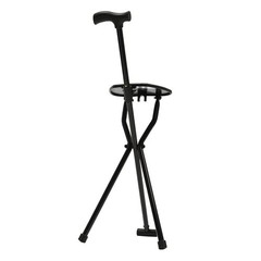 3 Legged Portable Folding Walking Stick with Seat Travel Hiking Cane Chair Stool