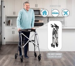 STANDER Wonder Space Saver Rollator w Seat in Black Walnut 4250-BW New Open Box
