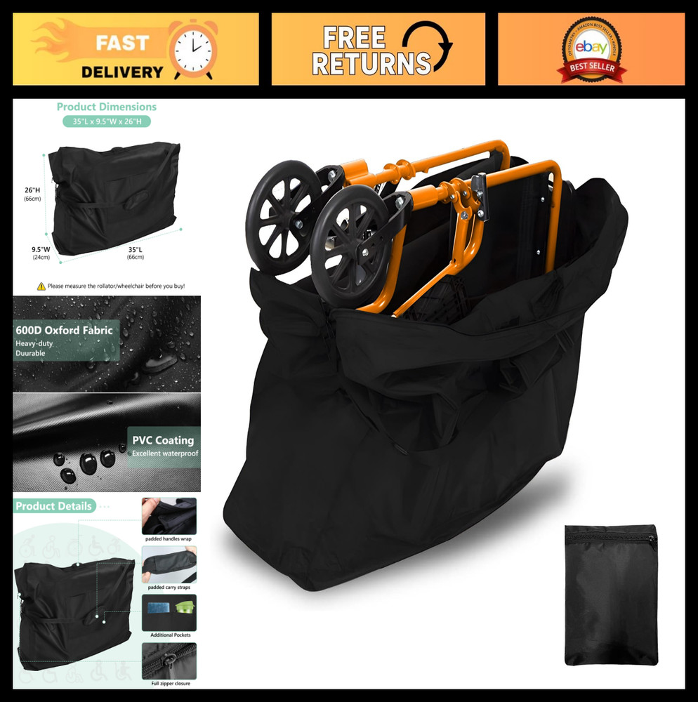 Waterproof Rollator Travel Bag – Portable 600D Carry Bag for Walkers & Chairs 35