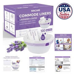 Commode Liners with Absorbent Pads 100 Count Lavender Scented Bedside Toilet