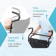 Wheelchair Handle Extender (500lbs Weight Capacity), Curved Green Grey