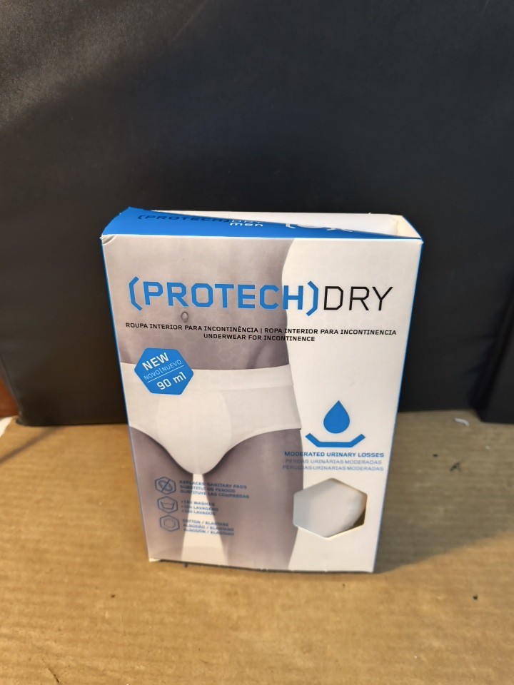 PROTECH DRY Washable Urinary Incontinence Cotton Underwear Boxer Brief White MED