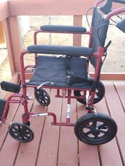 Medline Excel Basic Aluminum Transport Wheelchair Red Lightweight, Detachable F…