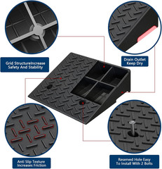 Rubber Curb Ramp,2 Pack,6″ Rise Height,11023Ibs, Capacity Driveway Ramps,18.9″