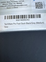 TechWare Pro Compression Ankle/Foot Socks- Size M Unisex; 1 Pair Black/Grey