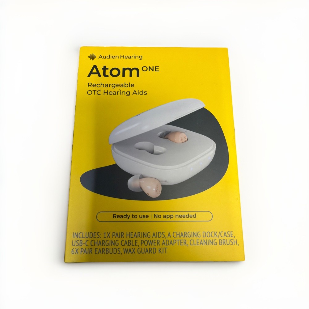 Audien Hearing ATOM one 1 Wireless Rechargeable OTC Hearing Aids New Sealed