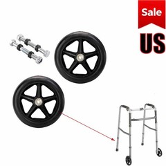 2x 6 In Solid Wheelchair Replacement Wheels for Walkers, Rollators, Wheelchairs
