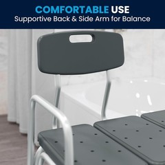 HERCULES Series 300 Lb. Capacity Adjustable Gray Bath & Shower Transfer Bench W/