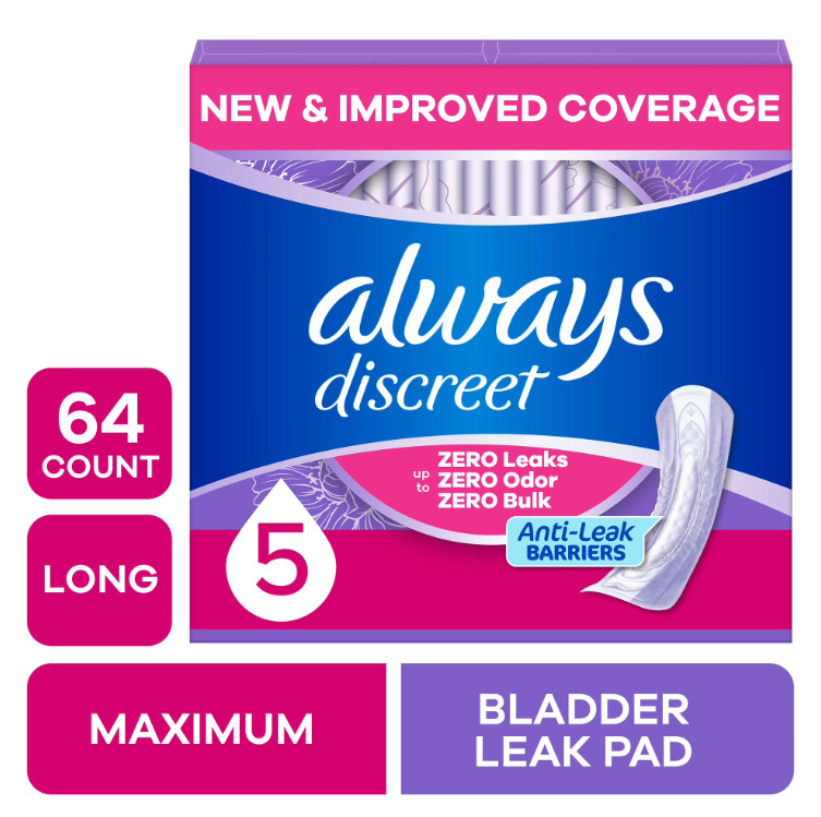 Always Discreet Pads Heavy Absorbency Long Length 64Ct Women