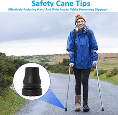 4Pc 7/8 Inch Rubber Cane Tips Heavy Duty Non Slip Replacement Tips Black