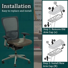 HYEJDRV Chair Armrest Replacement, Arm Pad Caps Replacement for Haworth Black