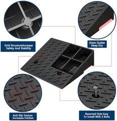 Rubber Curb Ramp,2 Pack,6″ Rise Height,11023Ibs, Capacity Driveway Ramps,18.9″ L