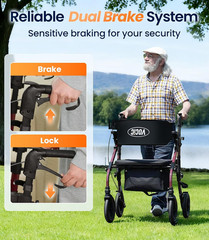 Walkers for Seniors Z59, 2 in 1 Walker Wheelchair Combo, 400 LBS Weight Capacity
