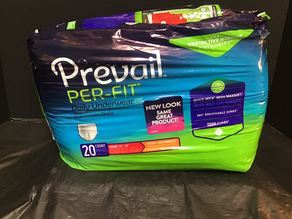 Prevail Per-Fit Daily Underwear 20qty Count Per Package Size Medium 34″ – 46″
