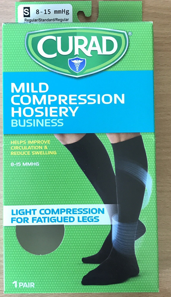 Curad Mild Compression 8-15 mmHg Hosiery Socks – Black – 1 Pair Business SMALL