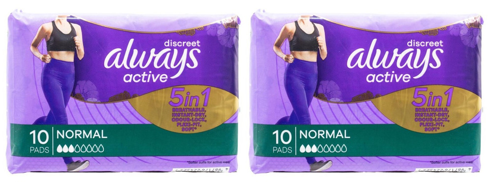 20 x ALWAYS ACTIVE PADS DISCREET 5 IN 1 NORMAL BRAND NEW (2 x PK10)