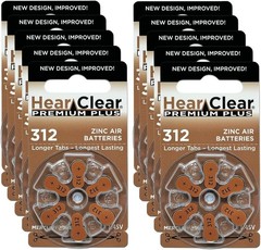 Size 312 PR41 1.45V Zinc Air Hearing Aid Batteries Brown Tab 60 Pack [Child-R…