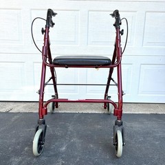 Lumex Walkabout Lite Rollator Walker RJ4300R Burgundy Hand Brakes Seat EUC