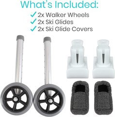Walker Wheels, Ski Glides, Accessories Covers for Seniors (6 PCS), Replacement F
