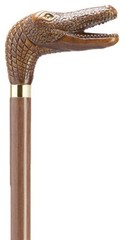 NEW! Made in Italy Brown Alligator Head Hardwood Brown Shaft Walking Cane Stick