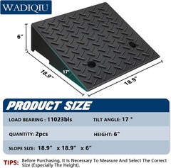 Rubber Curb Ramp,2 Pack,6″ Rise Height,11023Ibs, Capacity Driveway Ramps,18.9″
