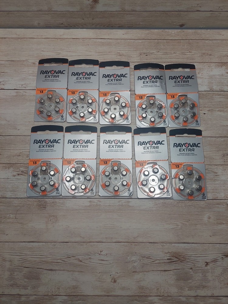 60 Rayovac Extra Size 13 Hearing Aid Batteries 1.45V Zinc Air Exp 2027
