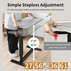 lumizone Foldable Overbed Table with Wheels Adjustable Height Bedside Desk 27.56