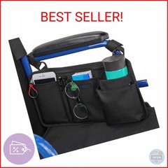 ZHCHG Wheelchair Side Bag with Cup Holder, Wheelchair Armrest Pouch Accessories