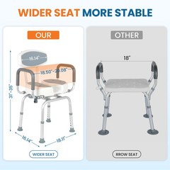 Rotating Bariatric Bath Chair Full Armrest Back Support
