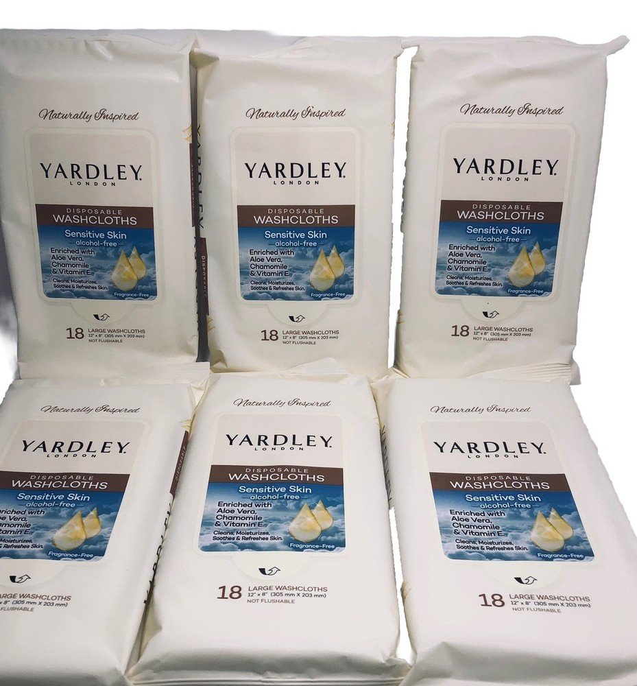 108 Washcloths Yardley London Disposable Washcloths (6×18) Aloe Vera Chamomile
