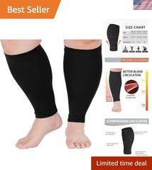 15-20mmHg Plus Size Compression Leg Sleeves for Men & Women – Wide Calf Support