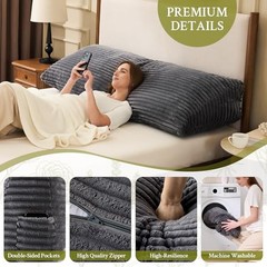 Headboard Pillow Headboard Wedge Pillow, Back Rest Pillows for Queen Dark Grey