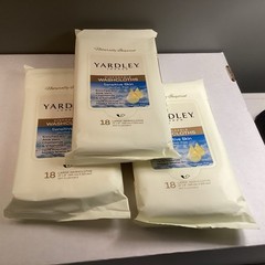 3pk Yardley London 18 ea. alcohol free 12×8 Disposable Washcloths aloe chamomile