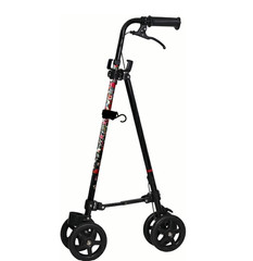 Fujihome Handrail Stick Cane II with Wheel Brake Walking Aid for Seniors Black