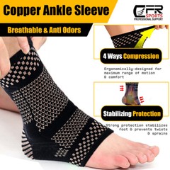 Copper Ankle Support Brace Compression Sleeve Foot Pain Relief Jogging Sprain HG