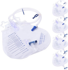 5 Pack 2000Ml Sterile Urinary Drainage Bags, Catheter Bags with Anti-Reflux Cham