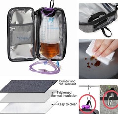 Black Enteral Feeding Tube Backpack for Adults with Multi-Compartment Storage