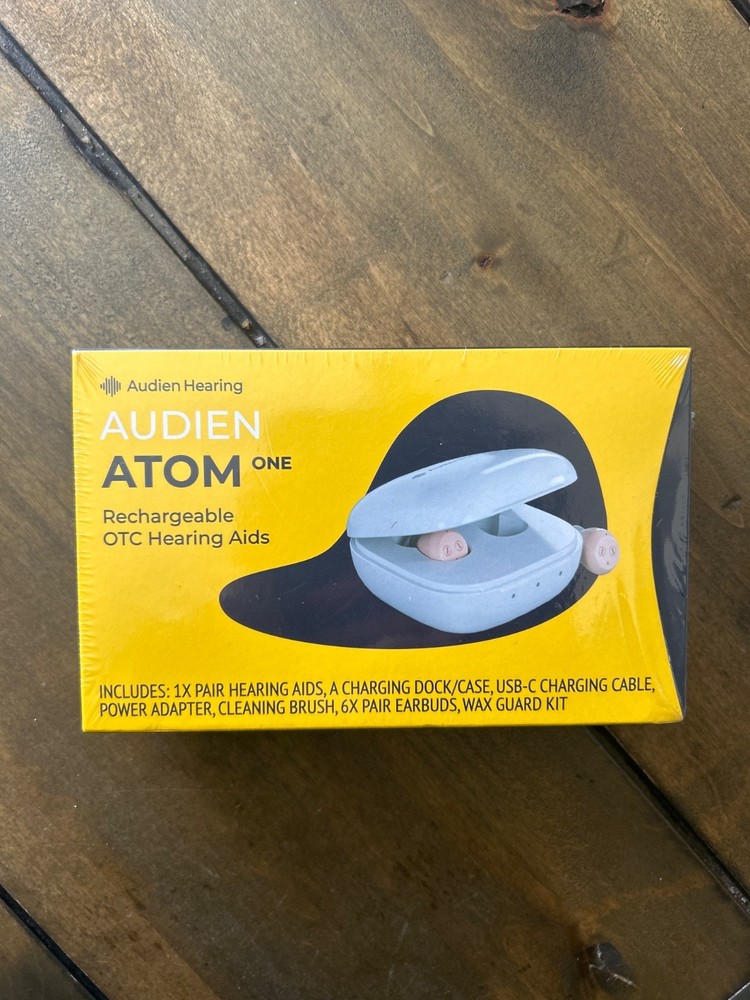 Audien Atom One OTC Hearing Aids Wireless, Rechargeable, Beige