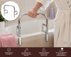 Bath Tub Safety Rail Adjustable Chrome Grab Bar Bathroom Safety Assist Handle