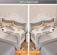 Adjustable Overbed Table with Wheels & USB Port for Home or Hospital Use