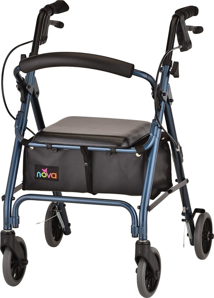 NOVA GetGo Petite Rollator Walker- Hgt 4’10“-5’4″; 18.5” Seat Hgt; Good Use BLUE