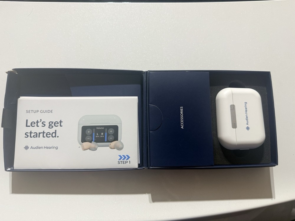 Brand New In Box Audien Atom X OTC Hearing Aid, White