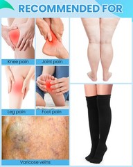 6 Pcs Large Size Thigh Compression Socks for Women Men large, Classic Style