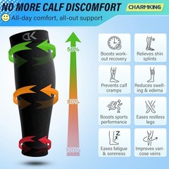 Calf Compression Sleeve for Women & Men Large-X-Large 04 Black/White/Grey