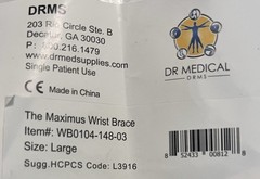 The Maximus Wrist Brace Forearm Splint WB0104-148-03 Size Large Dr Medical DRMS