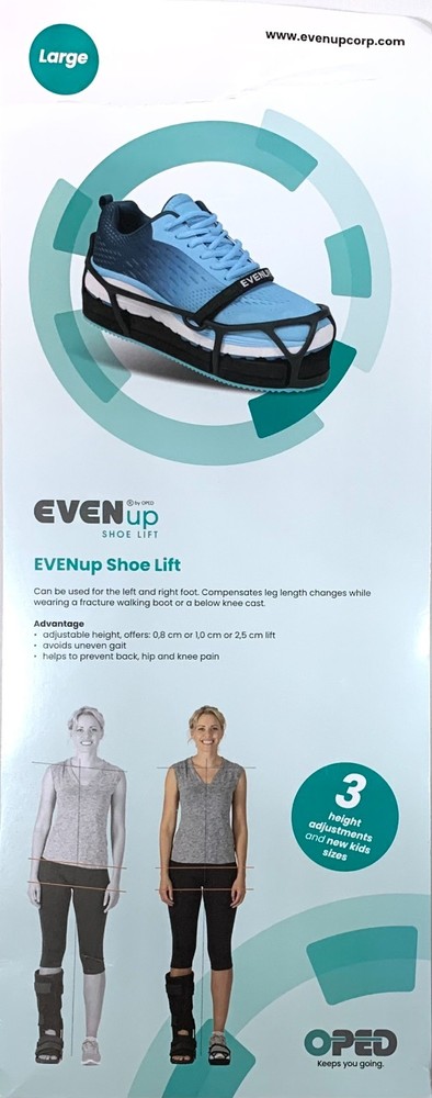 OPED EvenUp Shoe Lift 3 Height Adjustments Unisex Large