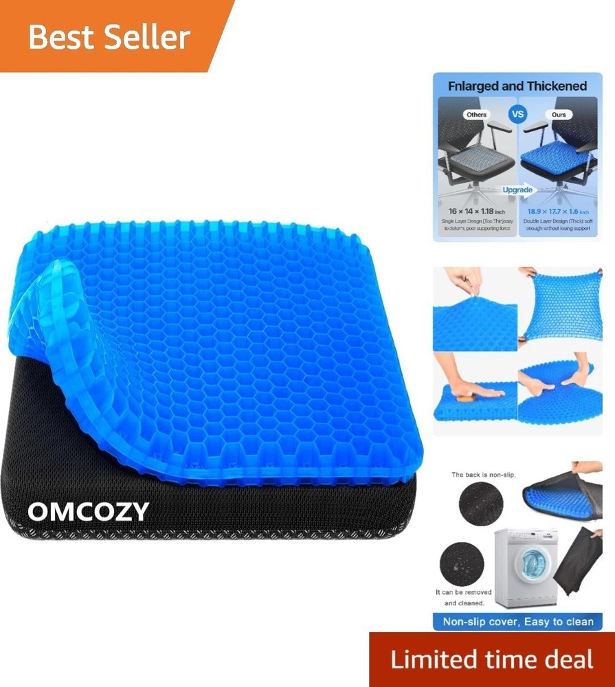 Cooling Gel Seat Cushion – Extra Large 18.9×17.7 for Pain Relief & Comfort