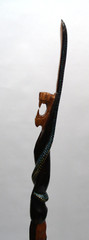 43″ Hand Carved Painted Wood Walking Stick Cane Warrior Wood Bearded Snake Man