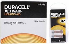 Size 312 DURACELL, 60 EasyTab Hearing Aid Batteries. 60 Batteries. Exp 2028