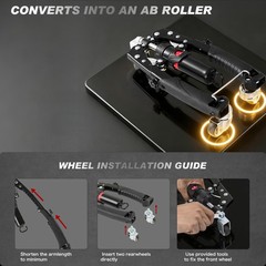 Adjustable 22-440lbs 3-in-1 Hydraulic Arm & Chest Trainer + Ab Roller Home Gym